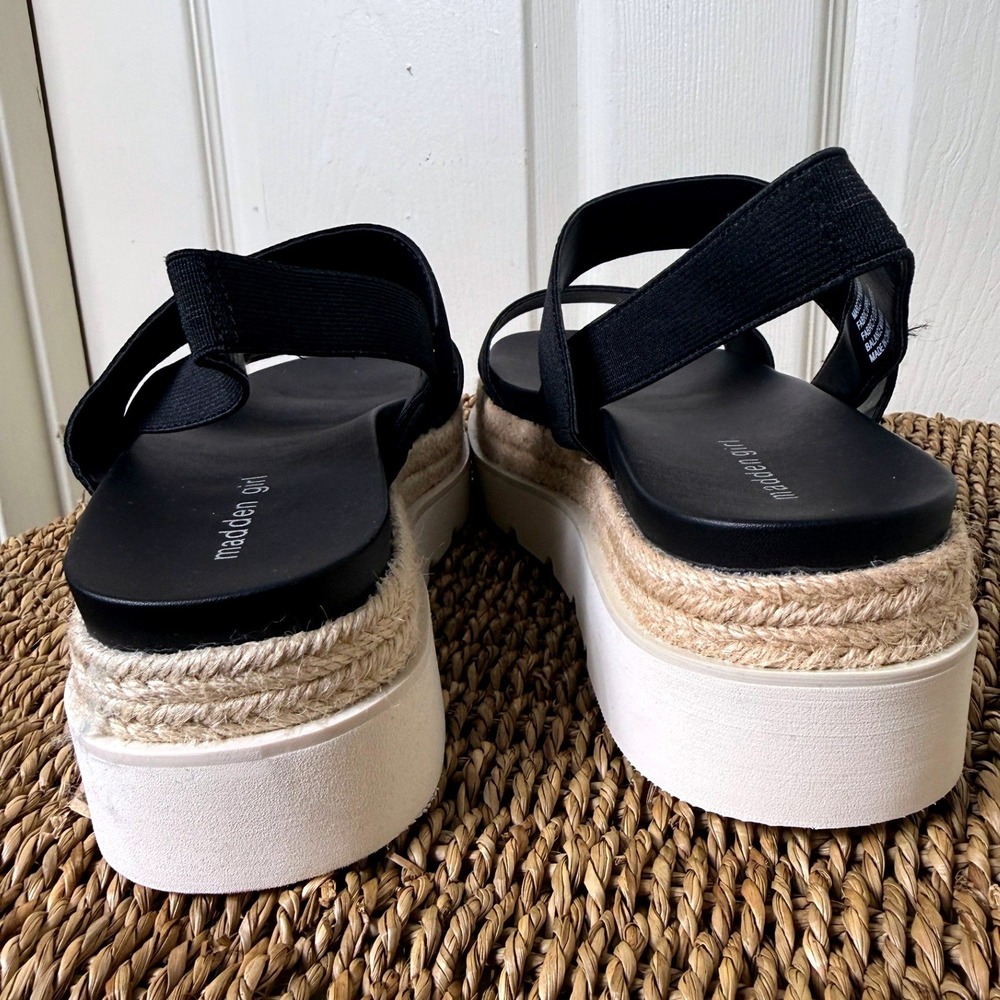 Madden Girl Platform Espadrille Sandals Womens 10 Black Strappy Chunky Boho - Picture 6 of 8